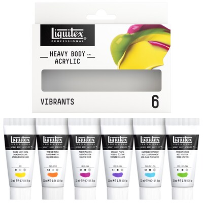 Liquitex Professional Heavy Body Acrylic Paint Tubes, Assorted Colors, 22 mL, 6 Pieces/Set (LIQ3699295)