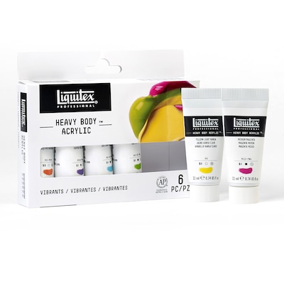 Liquitex Professional Heavy Body Acrylic Paint Tubes, Assorted Colors, 22 mL, 6 Pieces/Set (LIQ3699295)