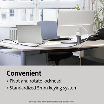 Kensington Universal 3-in-1 Keyed Cable Lock, Twin Lockheads (K63380WW)