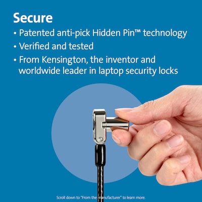 Kensington Universal 3-in-1 Keyed Cable Lock, Twin Lockheads (K63380WW)