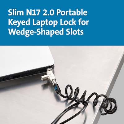 Kensington Slim N17 2.0 Portable Keyed Laptop Lock for Wedge-Shaped Slots, Black (K60511WW)