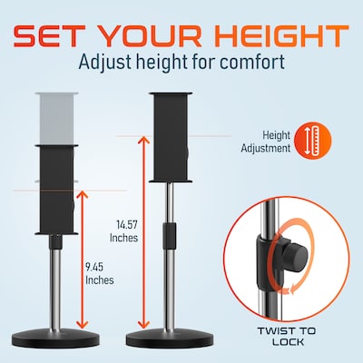 Delton T401 Adjustable 4-in-1 Stand for Tablet, Phone & Webcam, Multi-Use Desktop Holder, Black (DCT401)