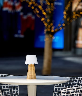 Adesso Tory 9.75H LED Table Lamp, Rattan/White (3165-02)