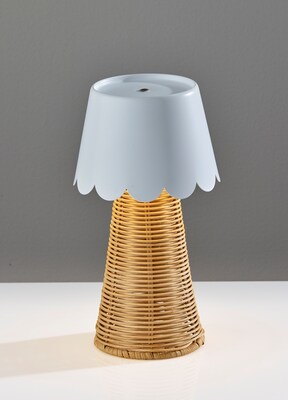 Adesso Tory 9.75"H LED Table Lamp, Rattan/White (3165-02)