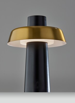 Adesso ADS360 Pirlo 11.75"H LED Table Lamp, Black/Antique Brass (AD9204-01)