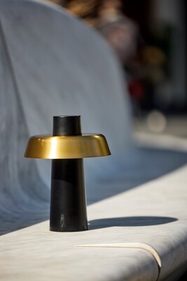 Adesso ADS360 Pirlo 11.75"H LED Table Lamp, Black/Antique Brass (AD9204-01)
