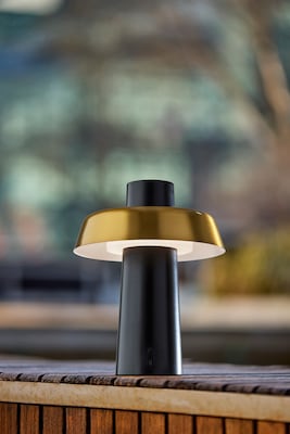 Adesso ADS360 Pirlo 11.75"H LED Table Lamp, Black/Antique Brass (AD9204-01)