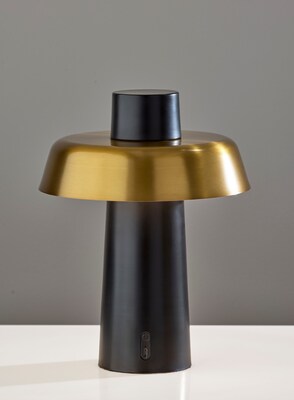 Adesso ADS360 Pirlo 11.75"H LED Table Lamp, Black/Antique Brass (AD9204-01)