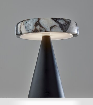 Adesso Randy 9"H LED Table Lamp, Black/Marble (4132-01)