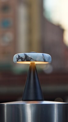 Adesso Randy 9"H LED Table Lamp, Black/Marble (4132-01)