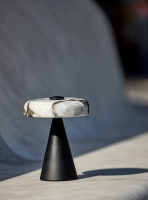 Adesso Randy 9"H LED Table Lamp, Black/Marble (4132-01)