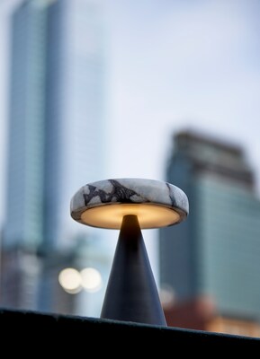 Adesso Randy 9"H LED Table Lamp, Black/Marble (4132-01)