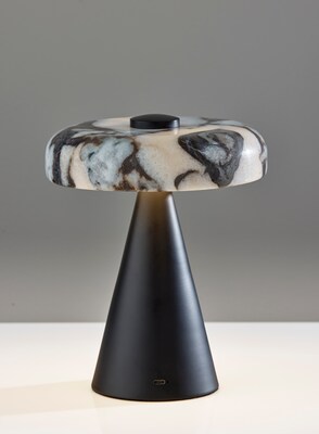 Adesso Randy 9"H LED Table Lamp, Black/Marble (4132-01)