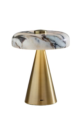 Adesso Randy 9H LED Table Lamp, Antique Brass/Marble (4132-21)