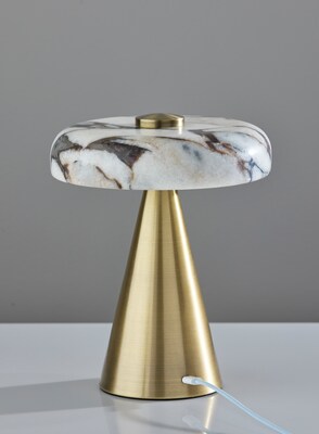 Adesso Randy 9"H LED Table Lamp, Antique Brass/Marble (4132-21)