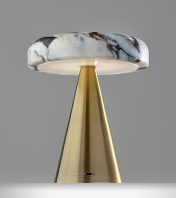 Adesso Randy 9"H LED Table Lamp, Antique Brass/Marble (4132-21)