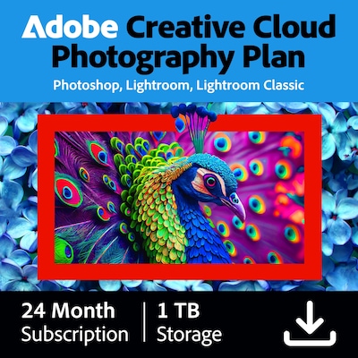 Adobe Creative Cloud Photography for 1 User, 24 Month Subscription, 1TB Storage, Windows, Download (ADO951800V265)