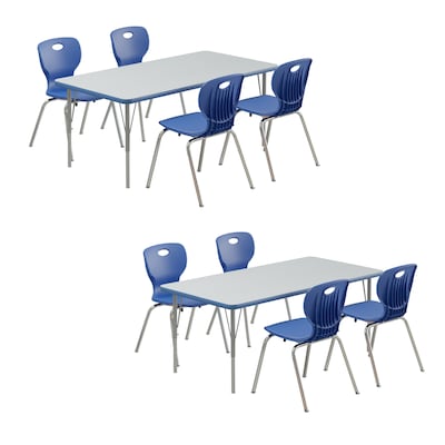 Correll Rectangular Activity Table Set, 30 x 60, Height Adjustable, Gray Granite (AP2-A3060TFREC-15-14-37-8-18)