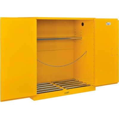 Global Industrial 110 Gallon Drum Storage Safety Cabinet with Rollers, Manual Close