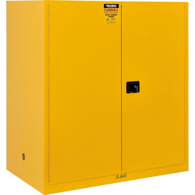 Global Industrial 110 Gallon Drum Storage Safety Cabinet with Rollers, Manual Close