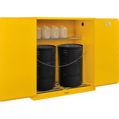 Global Industrial 110 Gallon Drum Storage Safety Cabinet with Rollers, Manual Close