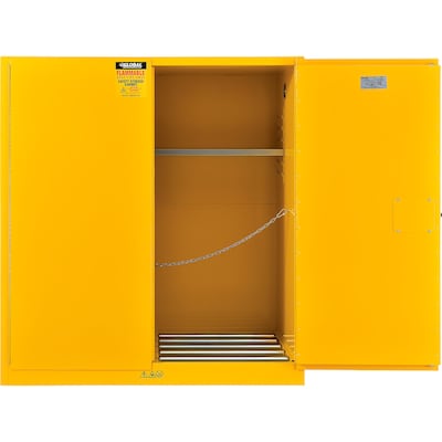 Global Industrial 110 Gallon Drum Storage Safety Cabinet with Rollers, Manual Close