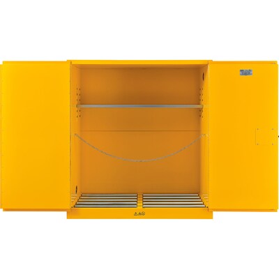 Global Industrial 110 Gallon Drum Storage Safety Cabinet with Rollers, Manual Close