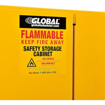 Global Industrial 110 Gallon Drum Storage Safety Cabinet with Rollers, Manual Close