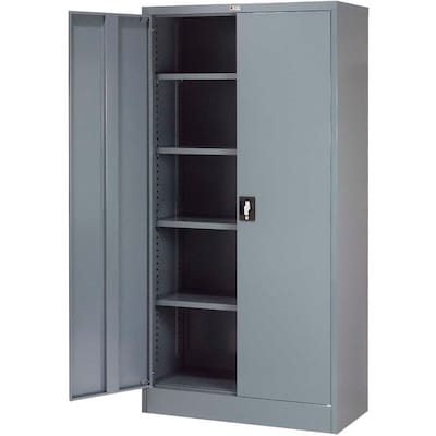 Global Industrial 72H Steel Storage Cabinet with 4 Shelves, Gray (237635GY)