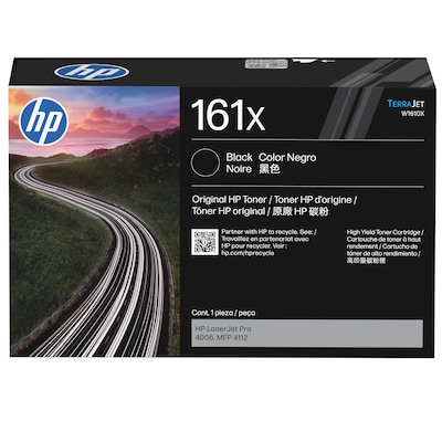 Original HP 161X Black TerraJet High-Yield Toner Cartridge (W1610X), Print Up to 10,000 Pages