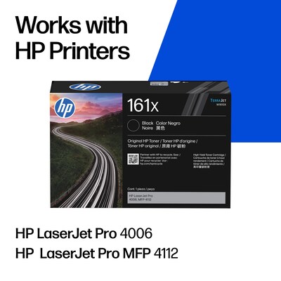 Original HP 161X Black TerraJet High-Yield Toner Cartridge (W1610X), Print Up to 10,000 Pages
