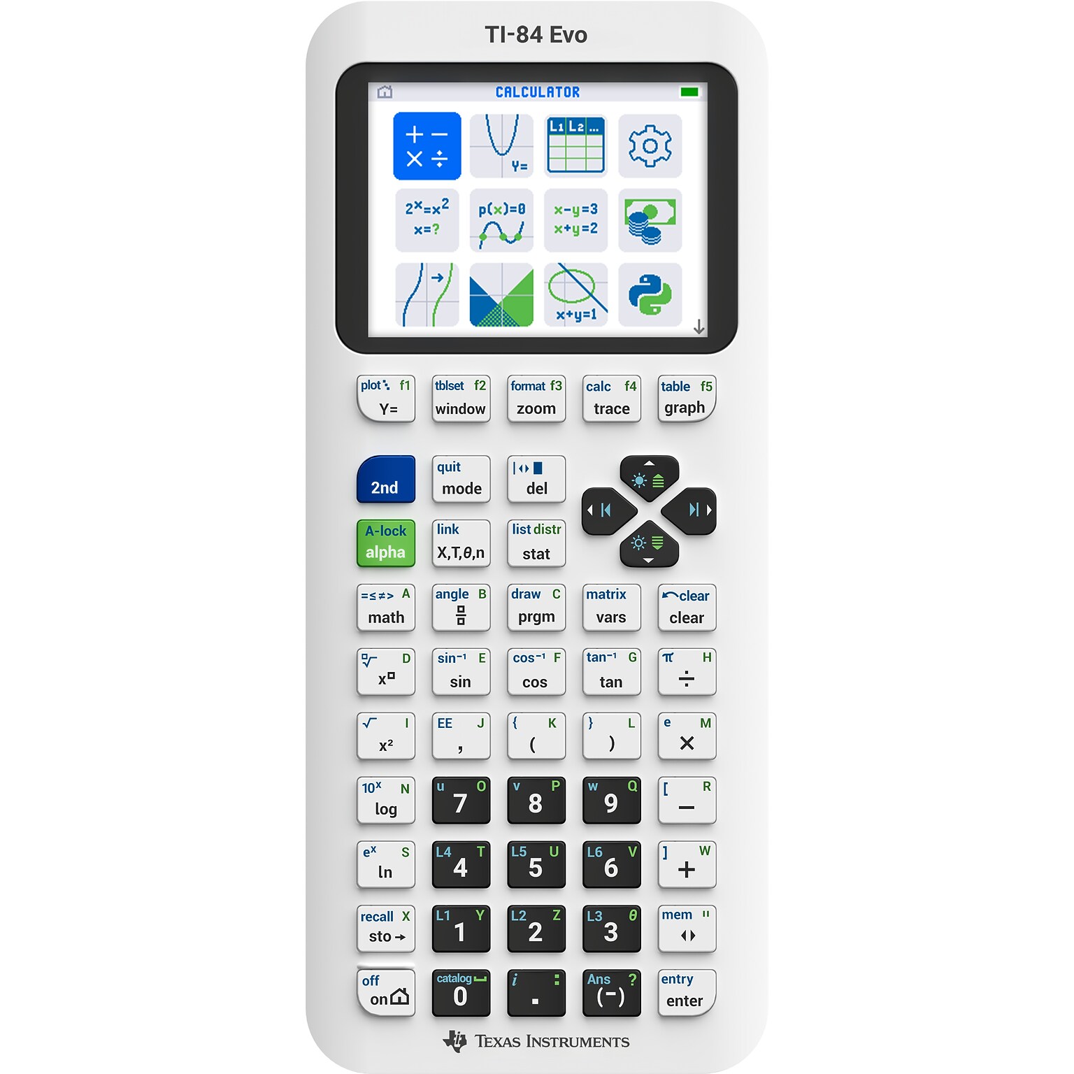 Texas Instruments TI-84 Evo Graphing Calculator, White (84EVO/FC/1L1/A)