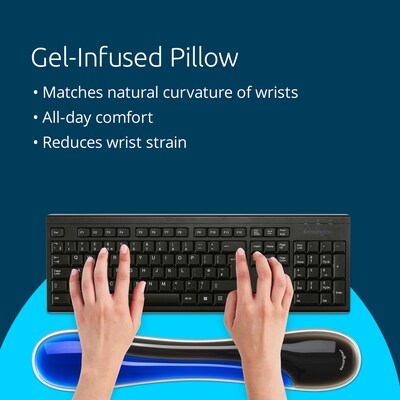 Kensington Slim Duo Non-Skid Gel Keyboard Wrist Rest, Blue/Black (K62441WW)