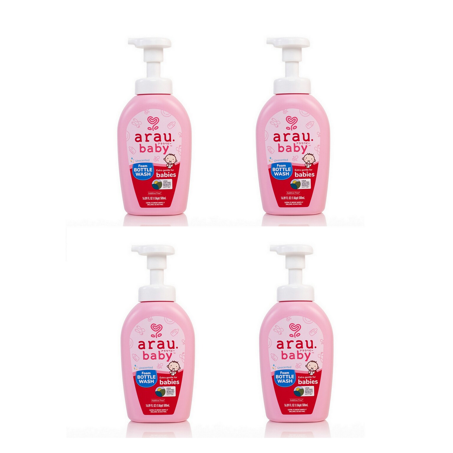 Arau Baby Foam Bottle Wash, Unscented, 16.09 oz., 4/Pack (AFG-4003-CASE)