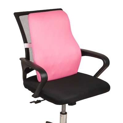Mind Reader Memory Foam Ergonomic Lower Back Cushion Office Chair Support, Pink (VERTBACK-PNK)
