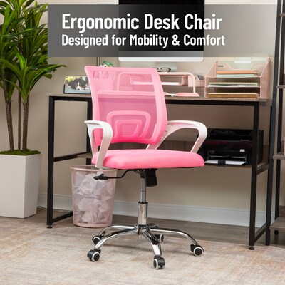 Mind Reader Ergonomic Mesh Swivel Computer and Desk Chair, Pink (OFFCHAIR-PNK)