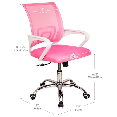 Mind Reader Ergonomic Mesh Swivel Computer and Desk Chair, Pink (OFFCHAIR-PNK)
