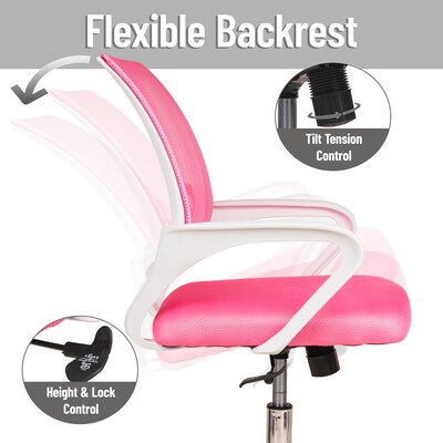 Mind Reader Ergonomic Mesh Swivel Computer and Desk Chair, Pink (OFFCHAIR-PNK)