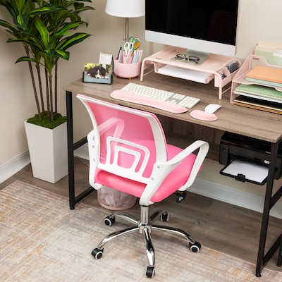 Mind Reader Ergonomic Mesh Swivel Computer and Desk Chair, Pink (OFFCHAIR-PNK)