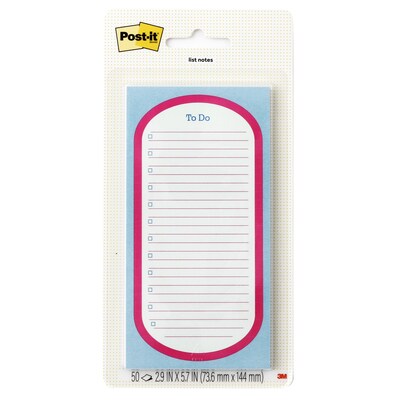 Post-it To-Do List Notes, 2.9 x 5.7, Lined, 50 Sheets/Pad (SPE-36-1)