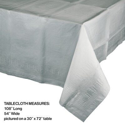 Creative Converting Touch of Color 108 in. x 54 in. Paper Table Covers, Shimmering Silver, 6/Pack (713281)