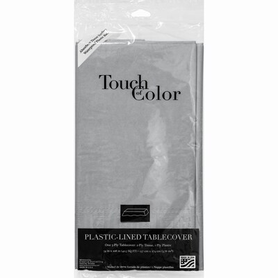 Creative Converting Touch of Color 108 in. x 54 in. Paper Table Covers, Shimmering Silver, 6/Pack (713281)