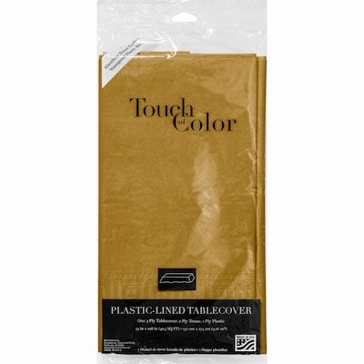 Touch of Color 54 in. x 108 in. Paper Tablecloth, Glittering Gold, 6/Pack (713276)