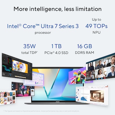 ASUS Vivobook S14 OLED 14 Laptop, Copilot+ PC, Intel Core Ultra 7 355, 16GB RAM, 1TB SSD, Windows 1