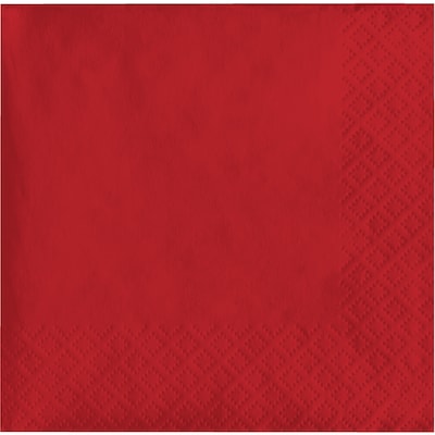 Creative Converting Touch of Color Beverage Napkin, 3-ply, Classic Red, 500 Napkins/Carton (571031B)