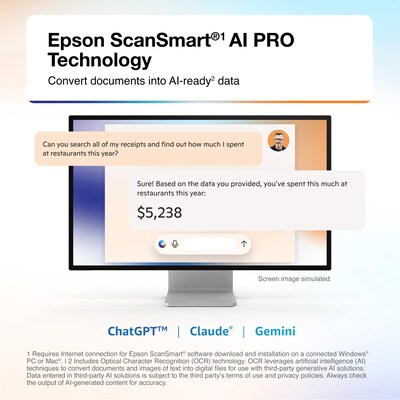 Epson RapidReceipt RR-620W Wireless Desktop Color Duplex Receipt and Document Scanner (B11B288203)