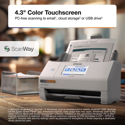 Epson RapidReceipt RR-620W Wireless Desktop Color Duplex Receipt and Document Scanner (B11B288203)