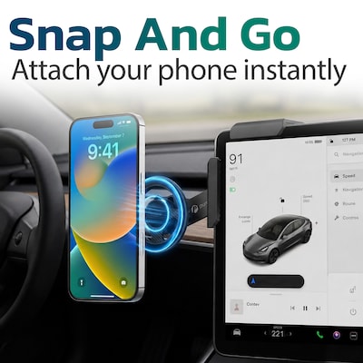 Purely F40 Magnetic Car Phone Mount for Dashboard Screens up to 0.7, Adjustable Arm Holder, Black (PSHF40BK)
