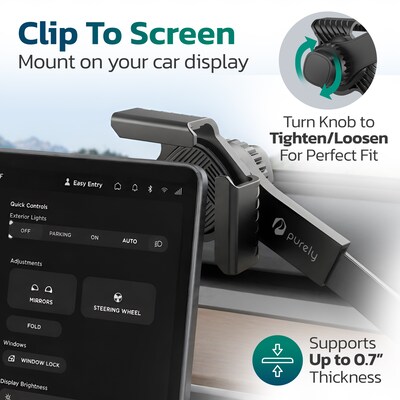 Purely F40 Magnetic Car Phone Mount for Dashboard Screens up to 0.7", Adjustable Arm Holder, Black (PSHF40BK)
