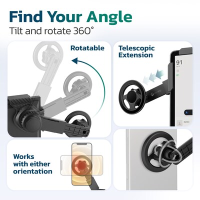 Purely F40 Magnetic Car Phone Mount for Dashboard Screens up to 0.7", Adjustable Arm Holder, Black (PSHF40BK)